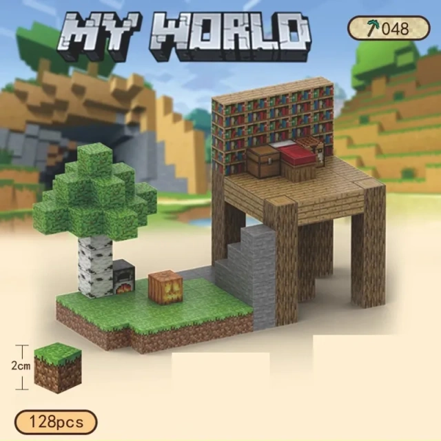 Magnetic block Minecraft Movie Jungle house 128PCS block toys 048