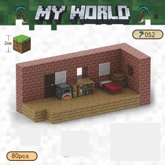 Magnetic block Minecraft Movie Red Brick Cottage 80PCS block toys 052