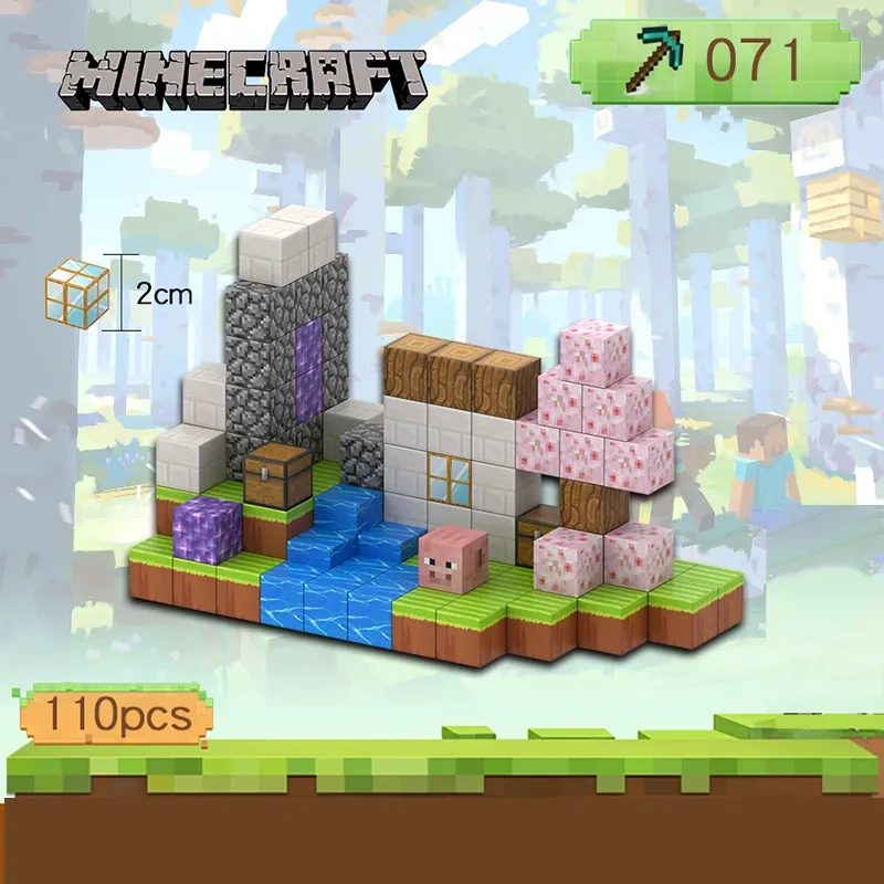 Magnetic block Minecraft Movie Sakura Cottage 110PCS block toys 071