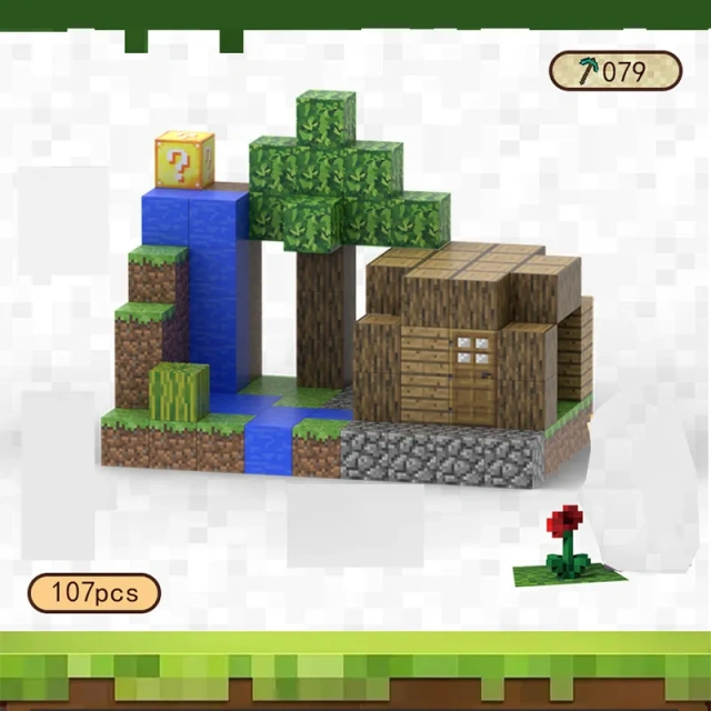 Magnetic block Minecraft Movie Gaming Mountain hut series 110PCS 107PCS block toys 070/079