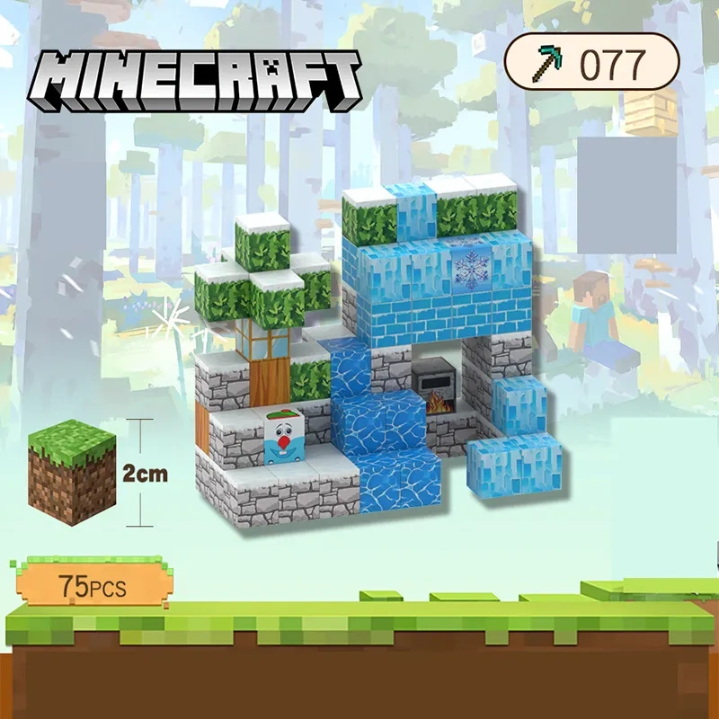 Magnetic block Minecraft Movie Gaming Snow mountain hut series 36~144PCS block toys 074/075/076/077