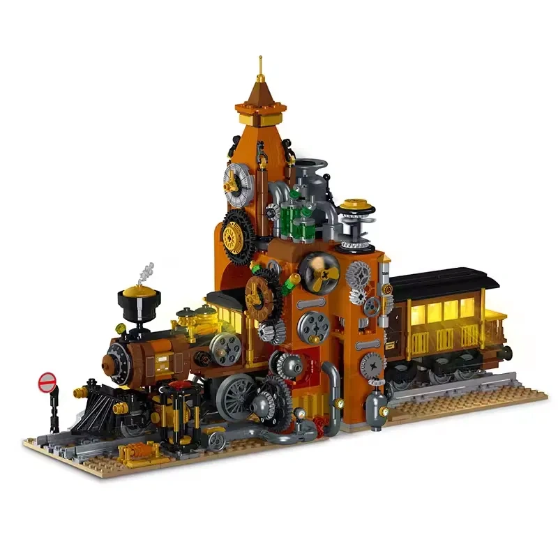 XMORK Creator Gaming Steampunk Train Bookend 1252 PCS block toys 028005