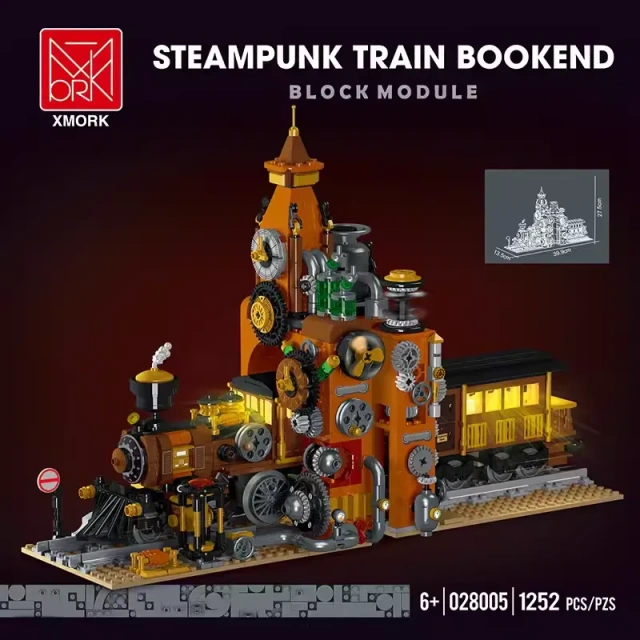 XMORK Creator Gaming Steampunk Train Bookend 1252 PCS block toys 028005