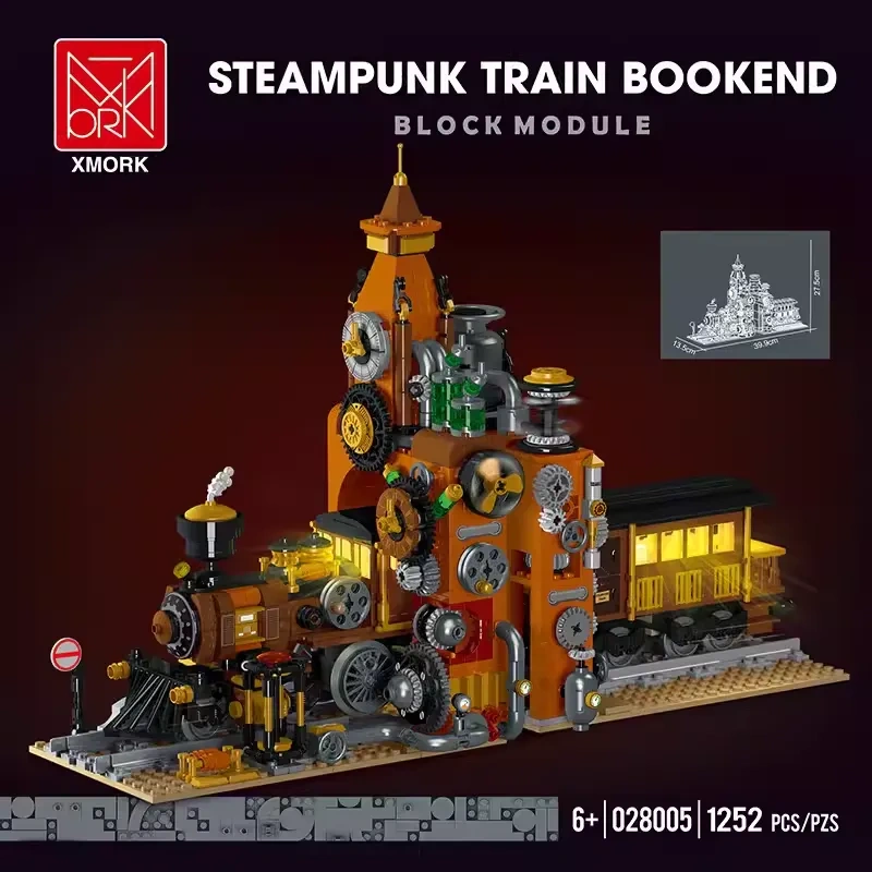 XMORK Creator Gaming Steampunk Train Bookend 1252 PCS block toys 028005
