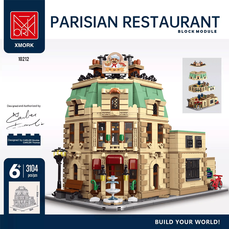 【Pre-sale】XMORK Creator Buildings Parisian Restaurant 3104 PCS block toys 10212