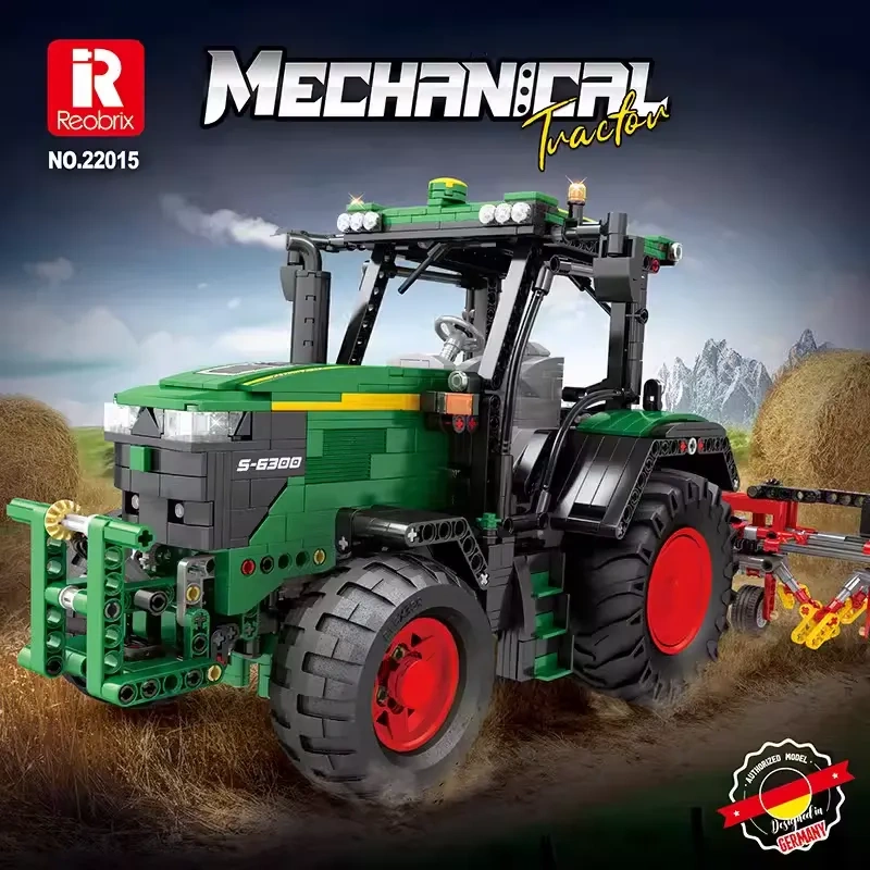 Reobrix Technic Car John Deere 6130 R Farm tractor 1828 PCS block toys 22015