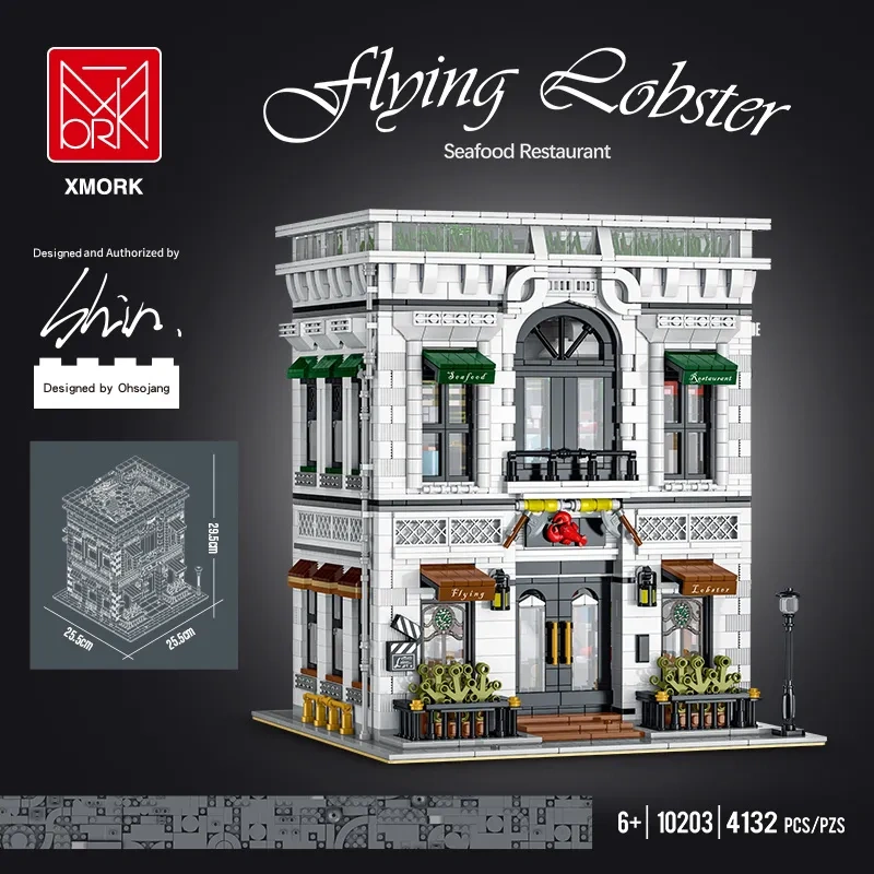 XMORK Creator Buildings Seafood Restaurant 'Flying Lobster' Modular 3846 PCS block toys 10203