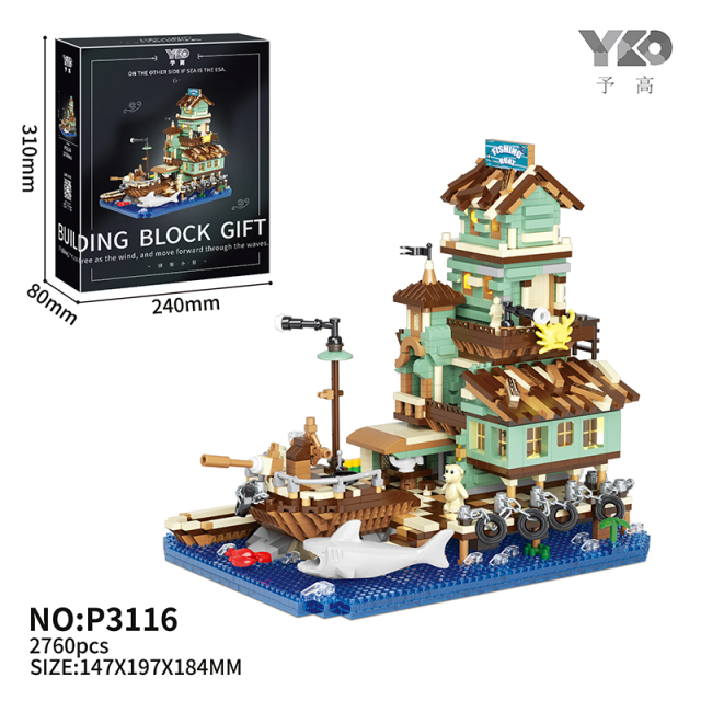 YKO Creator Building Houseboat by the sea 2560-2760 PCS block toys P3116-P3118