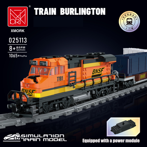 XMORK City Train Maersk Trains and The Burlington train 1065-1078 PCS block toys 025112/025113