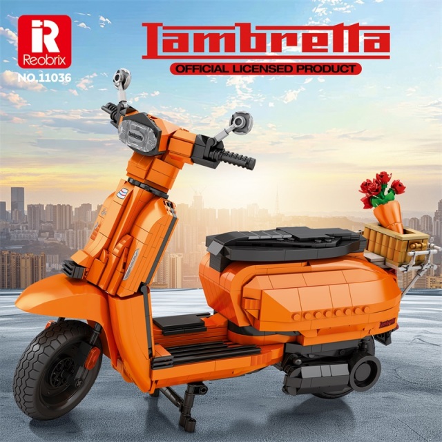 Reobrix Creator Car Lambretta V200 Motorcycle 1169 PCS block toys 11036/11037