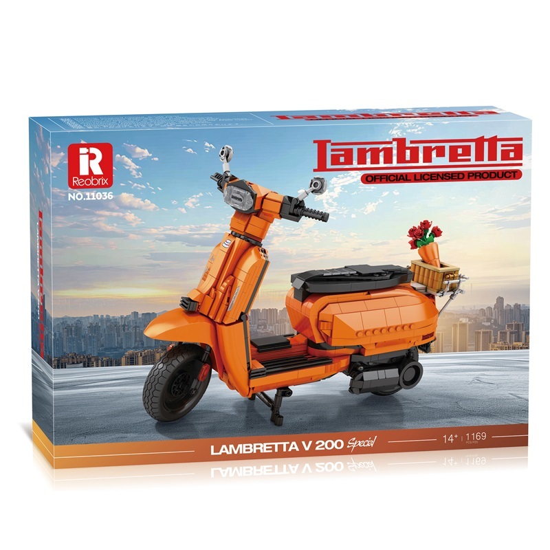 Reobrix Creator Car Lambretta V200 Motorcycle 1169 PCS block toys 11036/11037