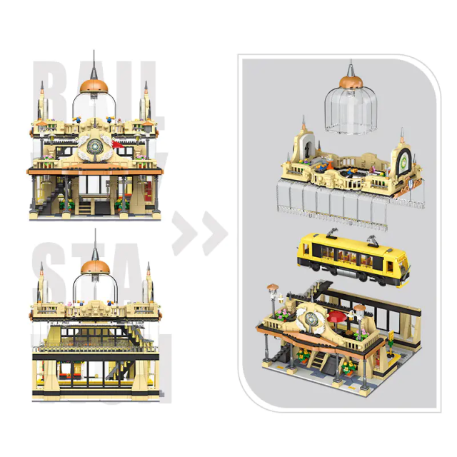 JIESTAR Creator Buildings European Style Railway Station 1945 PCS block toys 89136