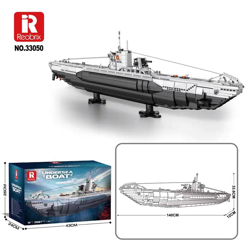 Reobrix Military Vehicl U-Type Submarine 3987 PCS block toys 33050