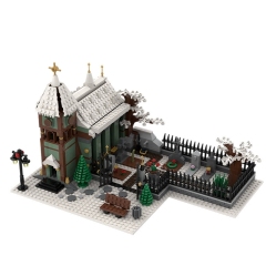 MOC Creator Building Winter Countryside Church With Cemetery 906PCS block toys 31149