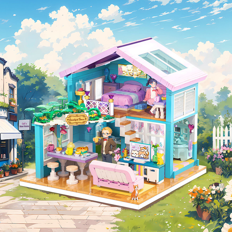 ZHEGAO Creator Building Cat's New Home 730PCS block toys 612053 3.6 Mini Building Blocks