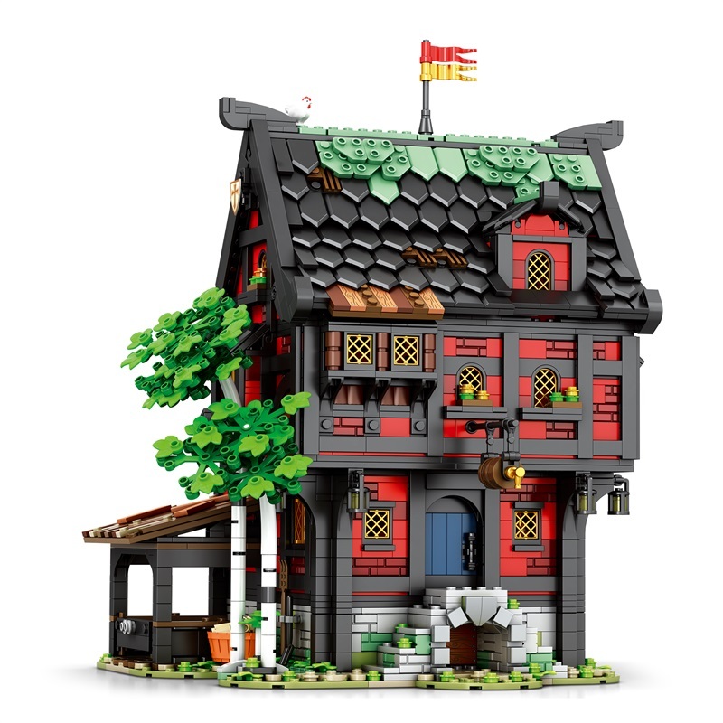 Reobrix Historical Building Medieval Tavern THE CRUSADER'S INN 2953PCS block toys 66017