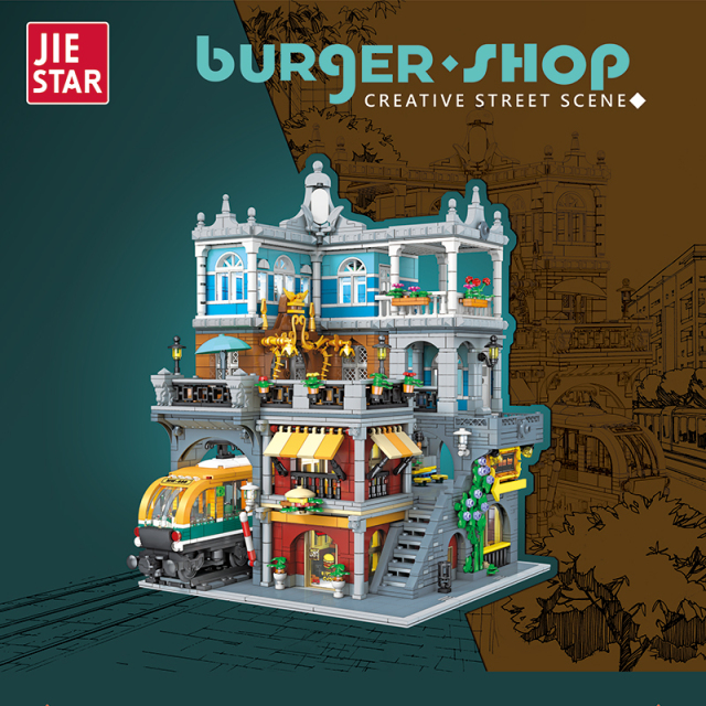 JIESTAR City Building BurgerShop by the Subway 3289 PCS block toys 89128