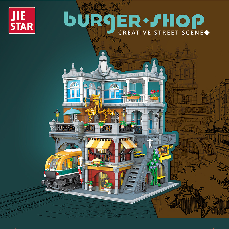 JIESTAR City Building BurgerShop by the Subway 3289 PCS block toys 89128
