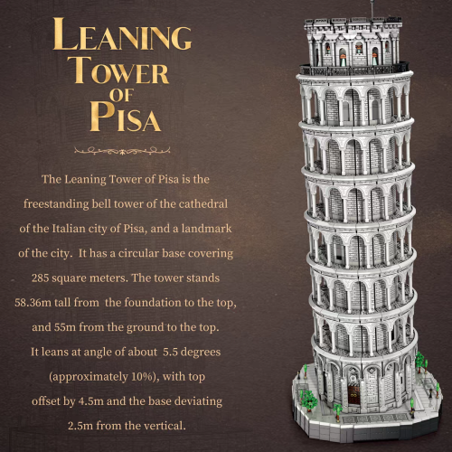 [Pre-sale]Reobrix Architecture Building Leaning Tower of Pisa 7652PCS block toys 66025