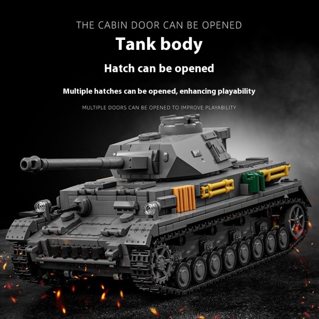 12GO Military Vehicl PzKpfw IV Ausf. F2 Tank 1419PCS block toys 97003