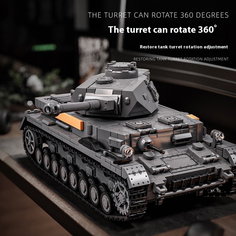 12GO Military Vehicl PzKpfw IV Ausf. F2 Tank 1419PCS block toys 97003