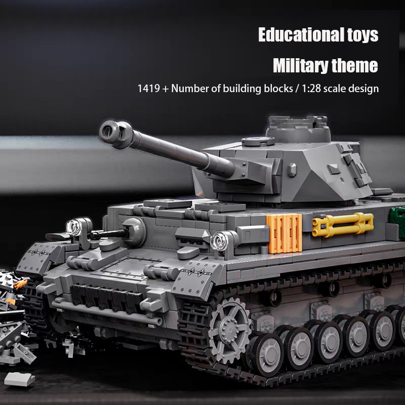 12GO Military Vehicl PzKpfw IV Ausf. F2 Tank 1419PCS block toys 97003