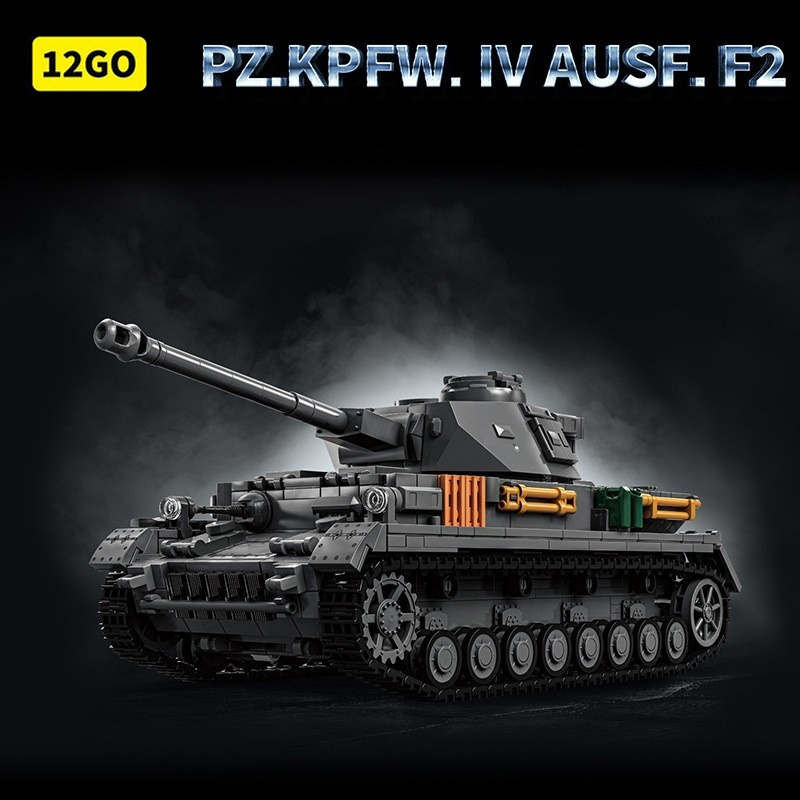 12GO Military Vehicl PzKpfw IV Ausf. F2 Tank 1419PCS block toys 97003