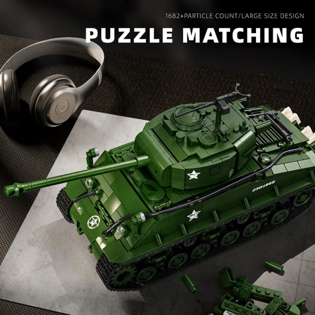 12GO Military Vehicl M4 Sherman Medium Tank 1682PCS block toys 97010