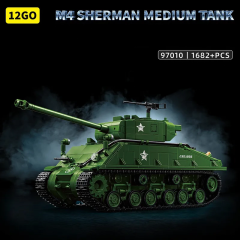 12GO Military Vehicl M4 Sherman Medium Tank 1682PCS block toys 97010