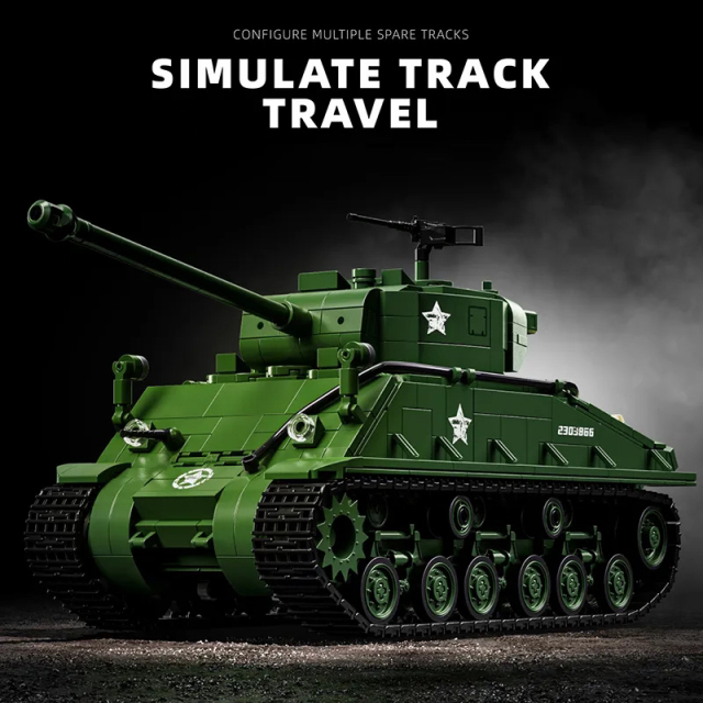 12GO Military Vehicl M4 Sherman Medium Tank 1682PCS block toys 97010