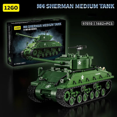 12GO Military Vehicl M4 Sherman Medium Tank 1682PCS block toys 97010