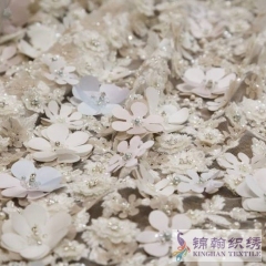 3d lace fabric for wedding dress Top quality 3d flower lace