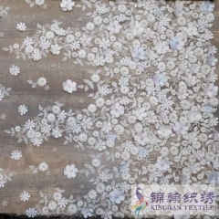 3d lace fabric for wedding dress Top quality 3d flower lace