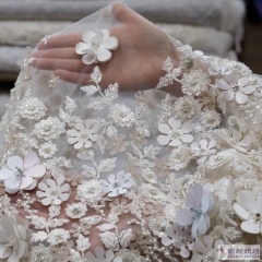 3d lace fabric for wedding dress Top quality 3d flower lace