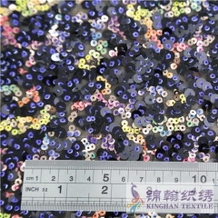 KHSF1011 3 5 7mm Multi-color irregular pattern sequin embroidery fabric on mesh