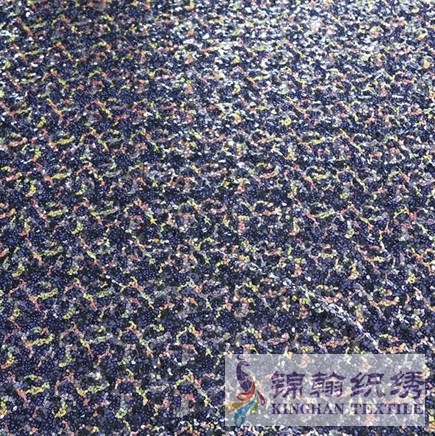KHSF1011 3 5 7mm Multi-color irregular pattern sequin embroidery fabric on mesh