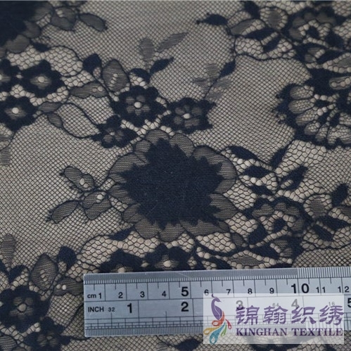 KHLF1008 Black Eyelash Chantilly Lace Fabric