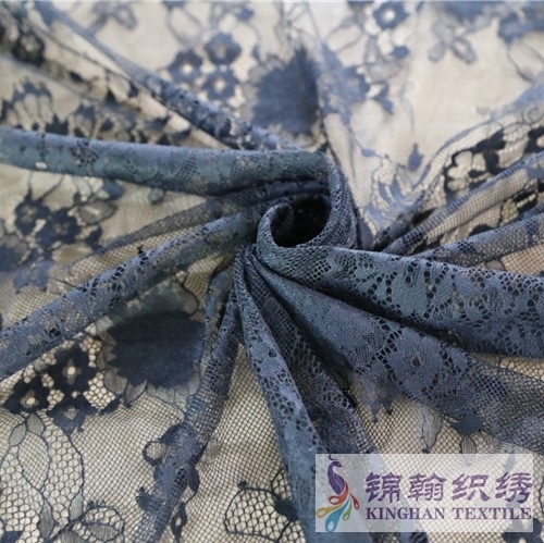 KHLF1008 Black Eyelash Chantilly Lace Fabric