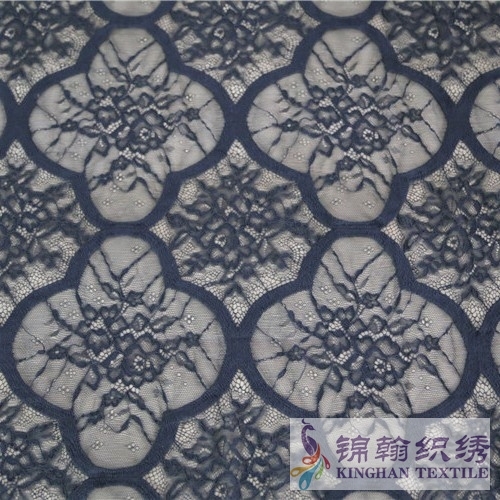 KHLF1013 Black Pressure Yarn Eyelash Chantilly Lace Fabric