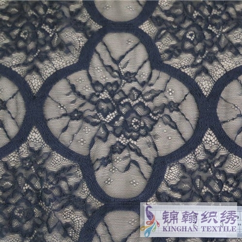 KHLF1013 Black Pressure Yarn Eyelash Chantilly Lace Fabric