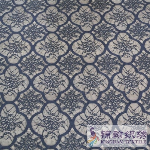 KHLF1013 Black Pressure Yarn Eyelash Chantilly Lace Fabric