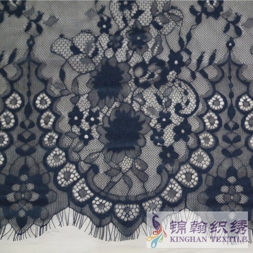 KHLF1008 Black Eyelash Chantilly Lace Fabric