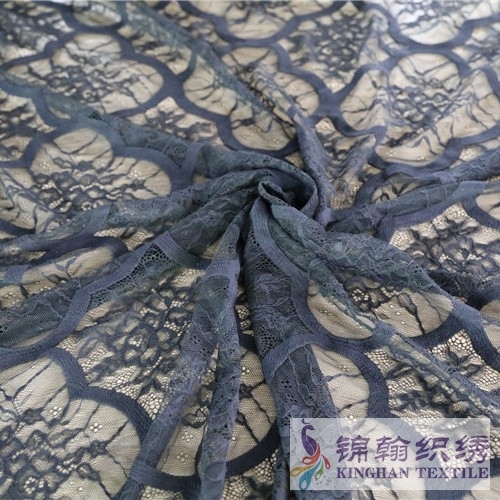 KHLF1013 Black Pressure Yarn Eyelash Chantilly Lace Fabric