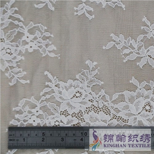 KHLF1001 White Cotton Eyelash Chantilly Lace Fabric