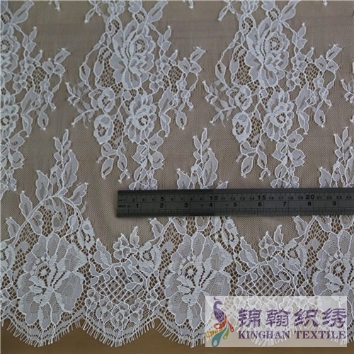 KHLF1002 White Cotton Eyelash Chantilly Lace Fabric