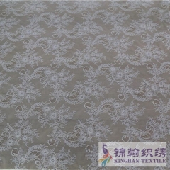 KHLF1004 White Eyelash Chantilly Lace Fabric