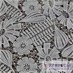 KHLF2004 White Floral Guipure Lace Fabric