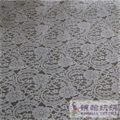 KHLF3006 White Floral Eyelash Corded Lace Fabric