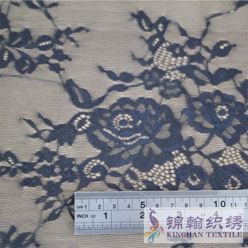 KHLF1006 Black Cut Eyelash Chantilly Lace Fabric