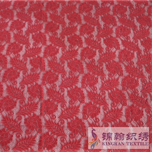 KHLF3004 Red Floral Corded Lace Fabric